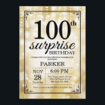 Surprise 90th Birthday Invitation Gold Glitter<br><div class="desc">Surprise 100th Birthday Invitation with Gold String Lights with Gold Glitter Background. Gold Birthday. Adult Birthday. Men or Women Bday Invite. 13th 15th 16th 18th 20th 21st 30th 40th 50th 60th 70th 80th 90th 100th, Any age. For further customisation, please click the "Customise it" button and use our design tool...</div>