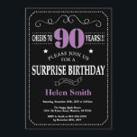 Surprise 90th Birthday Invitation Purple and Black<br><div class="desc">Surprise 90th Birthday Invitation Purple and Black Typography. Chalkboard. Black and White Background. Adult Birthday. Male Men or Women Birthday. Kids Boy or Girl Lady Teen Teenage Bday Invite. 13th 15th 16th 18th 20th 21st 30th 40th 50th 60th 70th 80th 90th 100th. Any Age. For further customisation, please click the...</div>