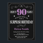 Surprise 90th Birthday Invitation Purple and Black<br><div class="desc">Surprise 90th Birthday Invitation Purple and Black Typography. Chalkboard. Black and White Background. Adult Birthday. Male Men or Women Birthday. Kids Boy or Girl Lady Teen Teenage Bday Invite. 13th 15th 16th 18th 20th 21st 30th 40th 50th 60th 70th 80th 90th 100th. Any Age. For further customisation, please click the...</div>
