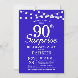 Surprise 90th Birthday Invitation Royal Blue