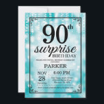 Surprise 90th Birthday Invitation Teal Glitter<br><div class="desc">Surprise 90th Birthday Invitation with Teal String Lights with Teal Glitter Background. Teal Birthday. Adult Birthday. Men or Women Bday Invite. 13th 15th 16th 18th 20th 21st 30th 40th 50th 60th 70th 80th 90th 100th, Any age. For further customisation, please click the "Customise it" button and use our design tool...</div>