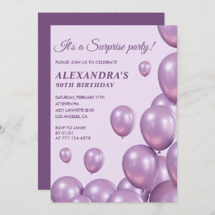 Surprise 90th birthday invitations Balloons Modern