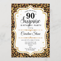 Surprise 90th Birthday - Leopard Gold White