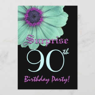 SURPRISE 90th Birthday Template Green Purple Daisy