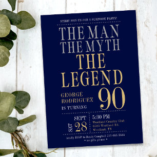 Surprise 90th Birthday The Man The Myth The Legend Invitation