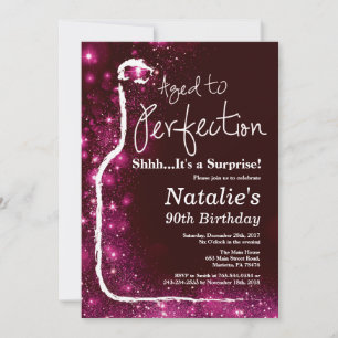 Surprise 90th Birthday Wine Aged to Perfection Invitation