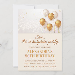 Surprise 96th birthday invitations Gold modern