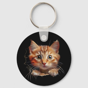 Surprise -- A a kitten face Key Ring