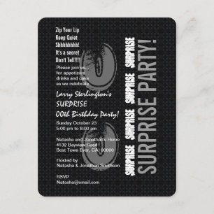 SURPRISE Any Year Birthday Black and White V4C Invitation