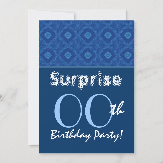 SURPRISE Any Year Birthday Blue Diamonds Ver 2 G31 Invitation (Front)
