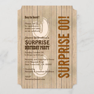 SURPRISE Any Year Birthday Distressed Wood A06A Invitation