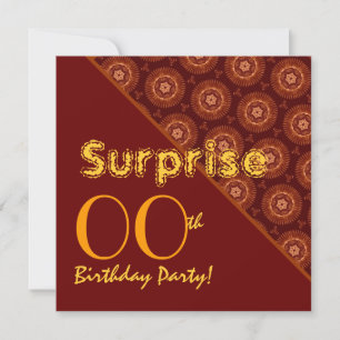 SURPRISE Any Year Birthday Gold Sienna Suns G37 Invitation