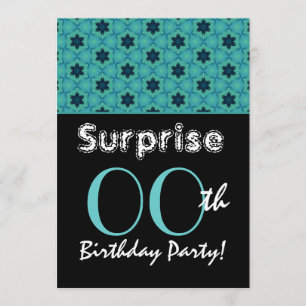 SURPRISE Any Year Birthday Teal Stars G03 Invitation