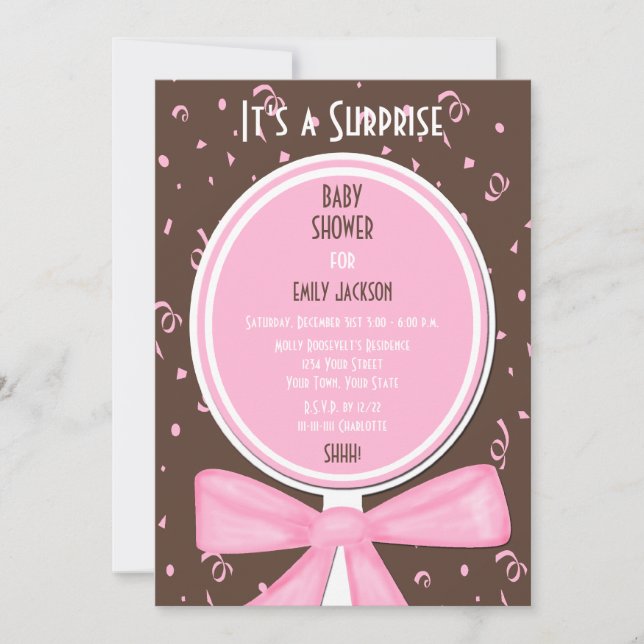 Surprise Baby Shower Invitation Pink (Front)