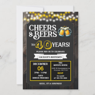 Surprise Backyard Cheers and Beers to 40 Years Invitation