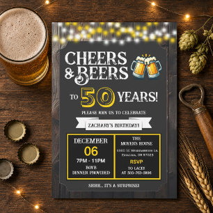 Surprise Backyard Cheers and Beers to 50 Years Invitation