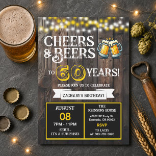 Surprise Backyard Cheers and Beers to 60 Years Invitation