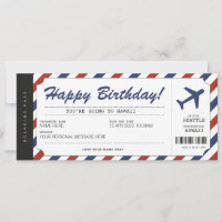 Surprise Birthday Boarding Pass Plane Gift Ticket