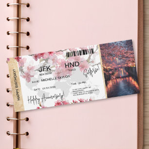 Surprise Birthday Boarding Pass Tokio Sakura  Invitation