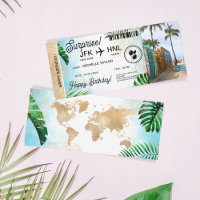 Surprise Birthday Boarding Pass Trip Ticket Beach