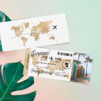 Surprise Birthday Boarding Pass Trip Ticket Hawaii