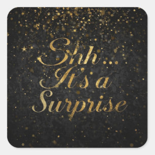 Surprise Birthday Confetti Invitation Elegant Secr Square Sticker