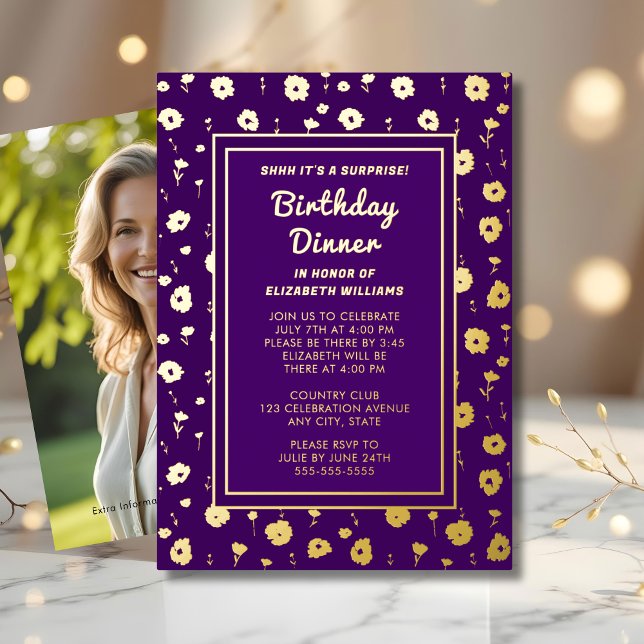 Surprise Birthday Dinner Party Floral Elegant  (Creator Uploaded)