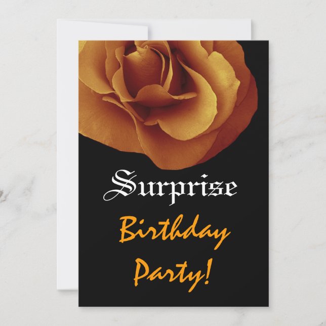 SURPRISE Birthday Gold Rose Custom Name Invitation (Front)