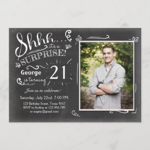 Surprise birthday invitation 21 Chalkboard Rustic