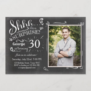 Surprise birthday invitation 30 Chalkboard Rustic