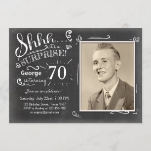 Surprise birthday invitation 70 Chalkboard Rustic
