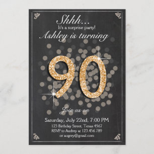 Surprise birthday invitation Chalkboard Rustic 90