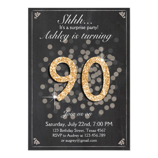 Surprise birthday invitation Chalkboard Rustic 90