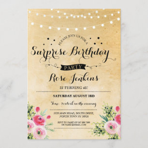 Surprise Birthday Party Any Age Floral Invitation