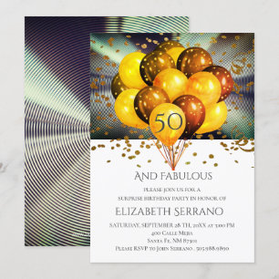 Surprise Birthday Party Balloons Glitter Any Age Invitation