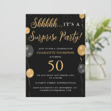 Surprise Birthday Party Black Gold Balloons