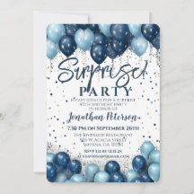 Surprise Birthday Party Blue Balloon