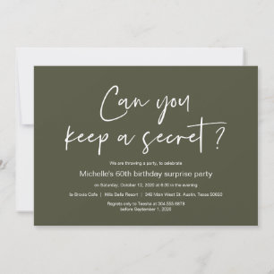 Surprise Birthday Party Celebration, Olive Green Invitation