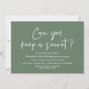 Surprise Birthday Party Celebration, Sage Green Invitation
