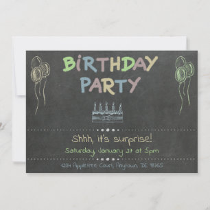 Surprise Birthday Party Chalkboard Invitation