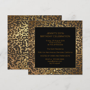 Surprise Birthday Party Chocolate Gold Animal Invitation