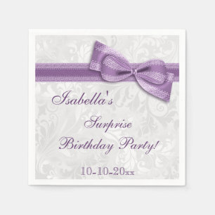 SURPRISE Birthday Party Damask and Bow Napkin