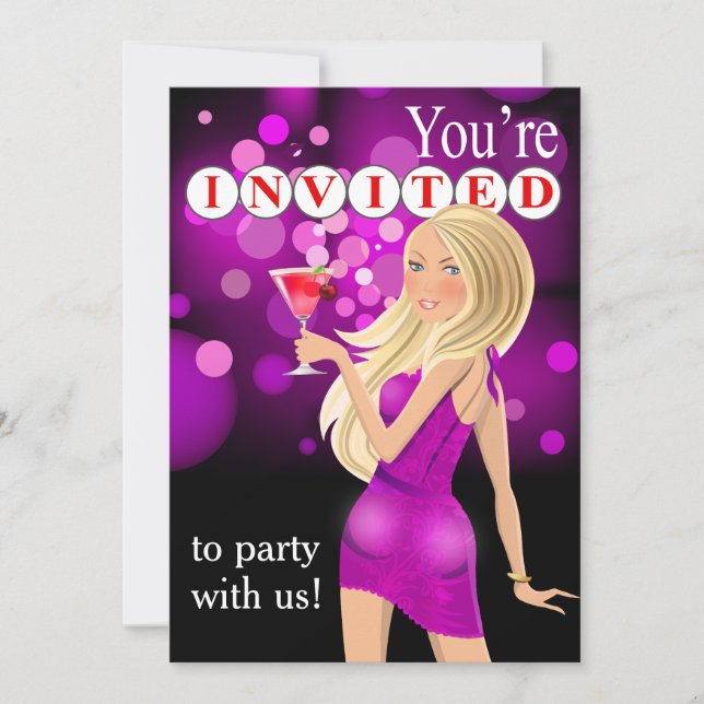 Surprise Birthday Party Girl | purple Invitation (Front)