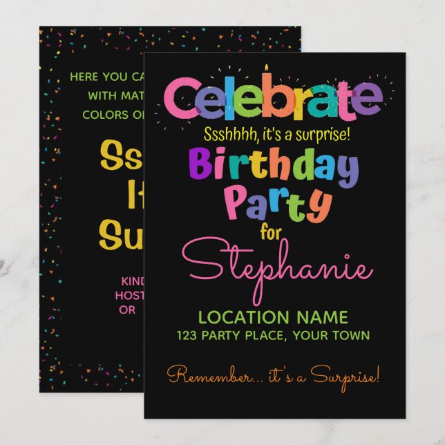 Surprise Birthday Party Invitation (Front/Back)