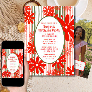 Surprise Birthday Party Invitation Any Age Floral