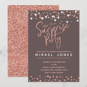 Surprise Birthday Party Invitation Rose gold