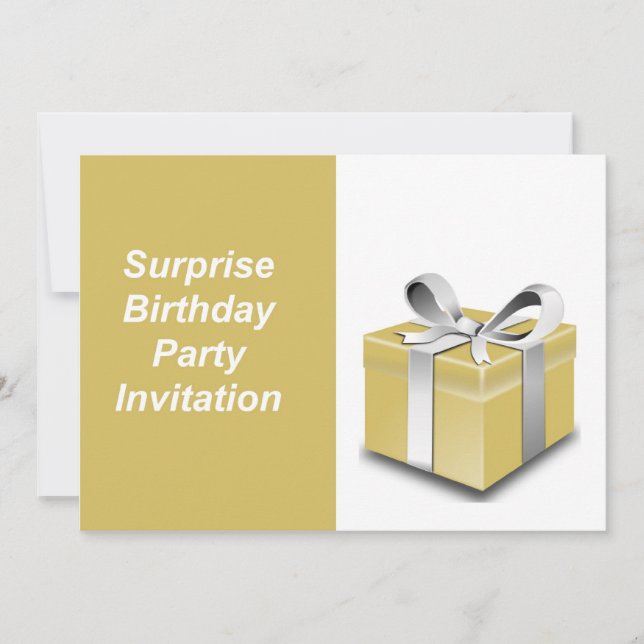 Surprise Birthday party invitation with gift box (Front)