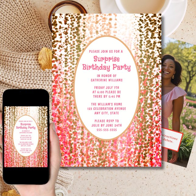 Surprise Birthday Party Invite Any Age Festive (Creator Uploaded)