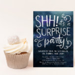 Surprise Birthday Party Navy Blue Watercolor Invitation<br><div class="desc">Elegant adult surprise birthday party invitation featuring navy blue watercolor background with white typography text that says "SHH! it's a SURPRISE party" with swirls. Customise this template card by adding your own party information.</div>