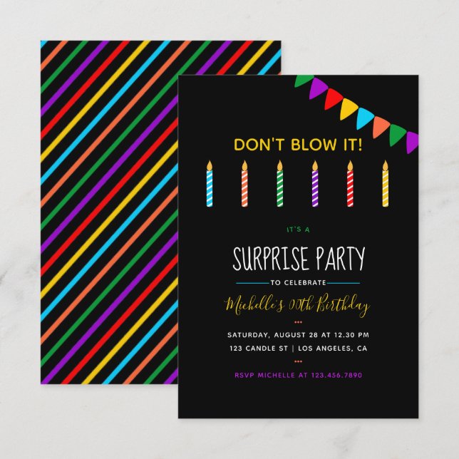 Surprise Birthday Party personalised invitation (Front/Back)